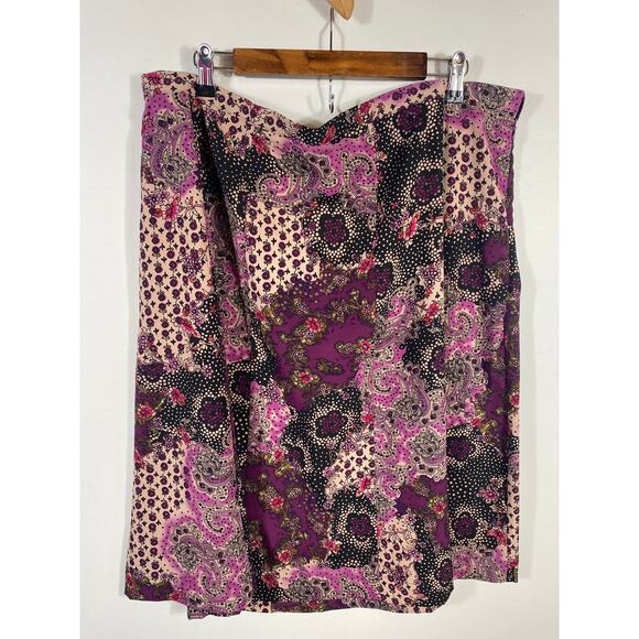 Sag Harbor Skirt 18W 20W Purple Black Floral Patchwork Peasant Gypsy Career Y2K - Picture 3 of 9
